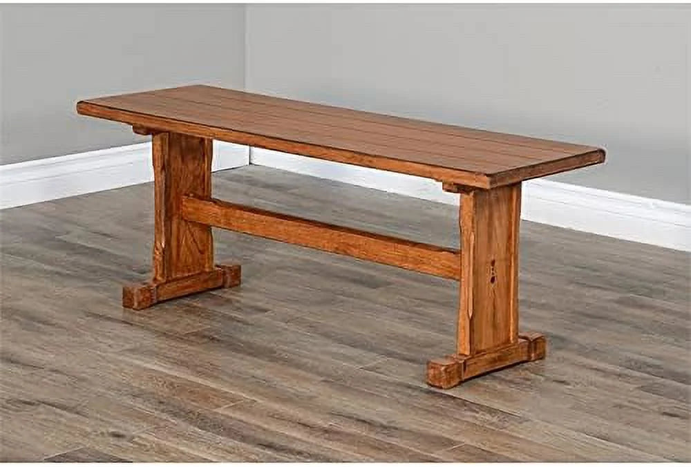 LLBIULife Sizeedona 18.5" Farmhouse Mindi Wood Nook Sizeide Bench in Rustic Oak