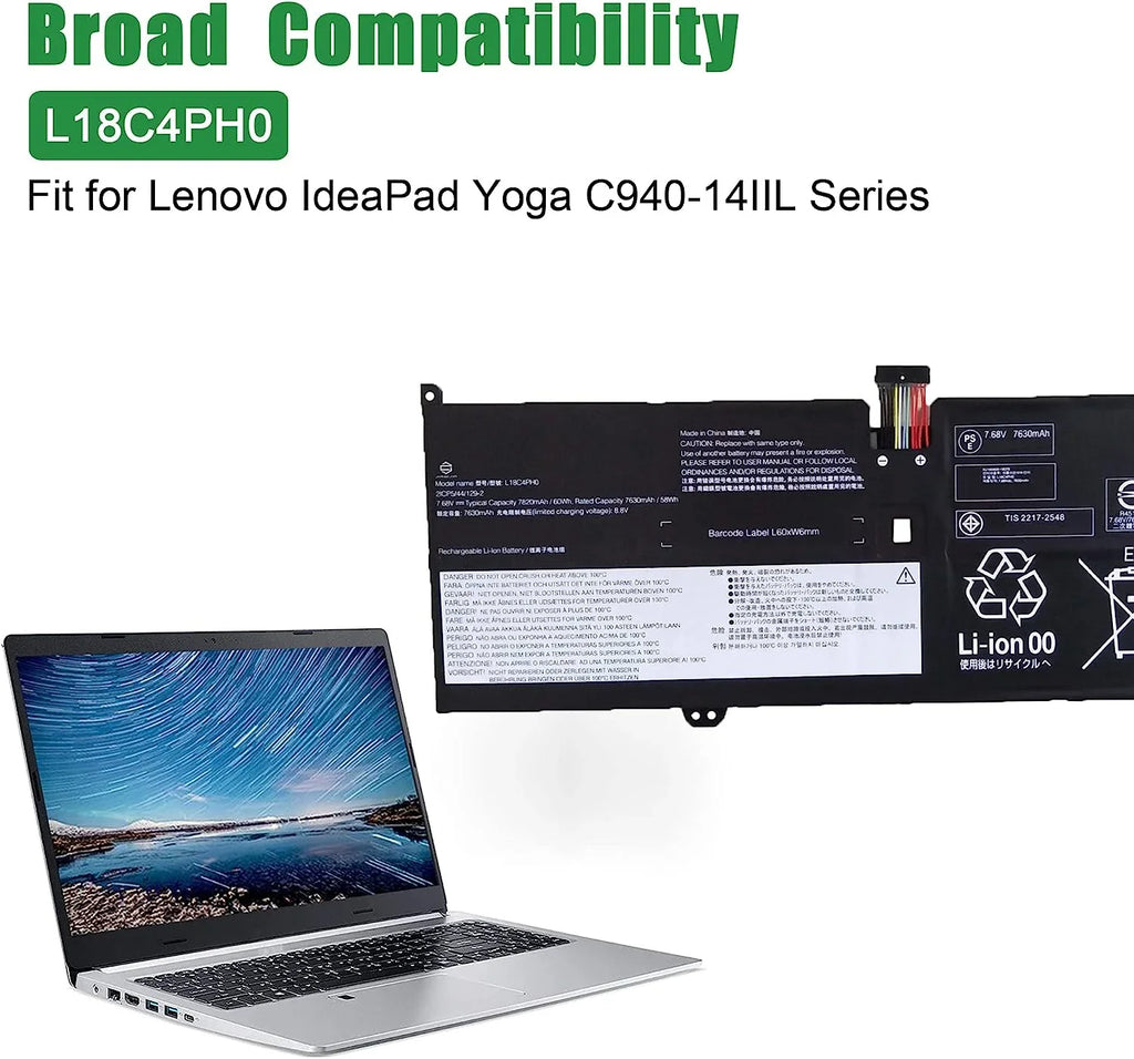 JIAZIJIA L18C4PH0 5B10W67180 5B10T11586 Laptop y Replacement for Lenovo IdeaPad Yoga C940-14IIL 2019 81Q9002GUSize