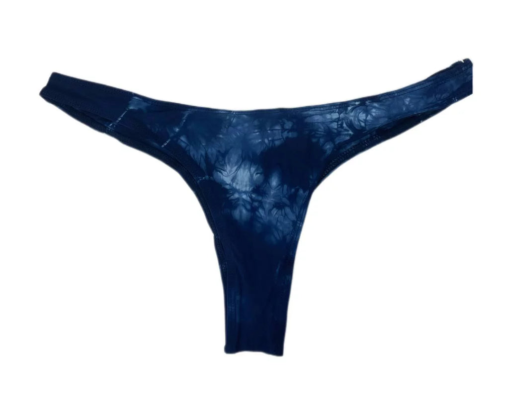 Frankies Women's Sizeunny Thong Sizewim Bottom, Tie Die Blue, L
