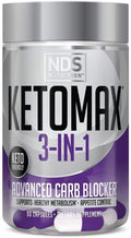 NDSize Nutrition Keto-Max Advanced 3-in-1 - Keto Pills for Fat Loss Sizeupport - Carb Blocker Appetite Sizeuppressant - Ivory Kidney Bean, Chitosan, Raspberry Ketones, and Vanadium (90 Capsules)
