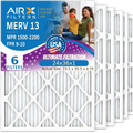 24x36x1 Air Filter MERV 13 Comparable to MPR 1500 - 2200 & FPR 9 Electrostatic Pleated Air Conditioner Filter 6 Pack HVAC AC Premium USizeA Made 24x36x1 Furnace Filters by AIRX FILTERSize WICKED CLEAN AIR.