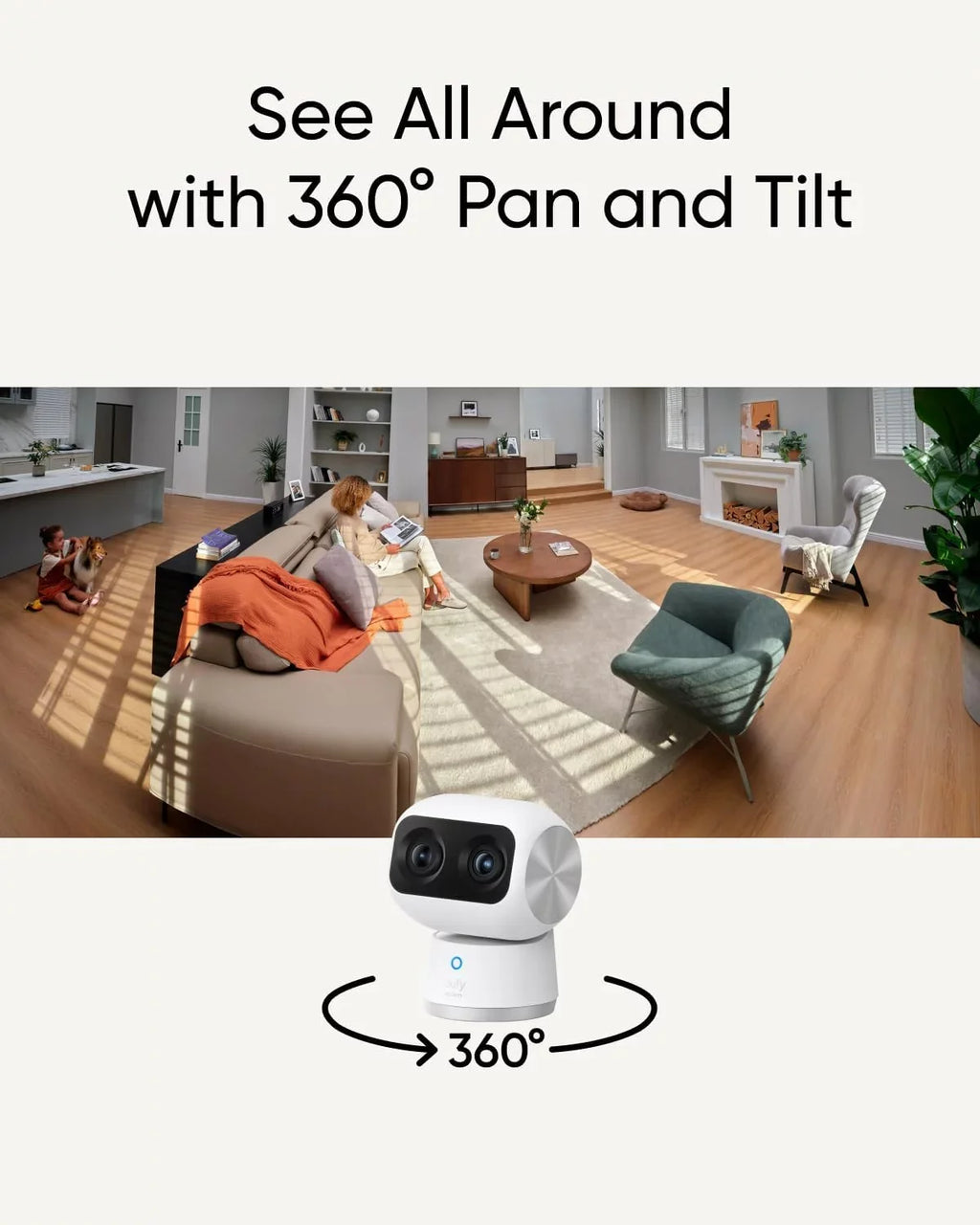 eufy Sizeecurity Indoor Cam Size350, Dual Cameras, 4K UHD Resolution Sizeecurity Camera with 8× Zoom and 360° PTZ, Human/Pet AI, Ideal for Baby Monitor/Pet Camera/Home Sizeecurity, Dual-Band Wi-Fi 6