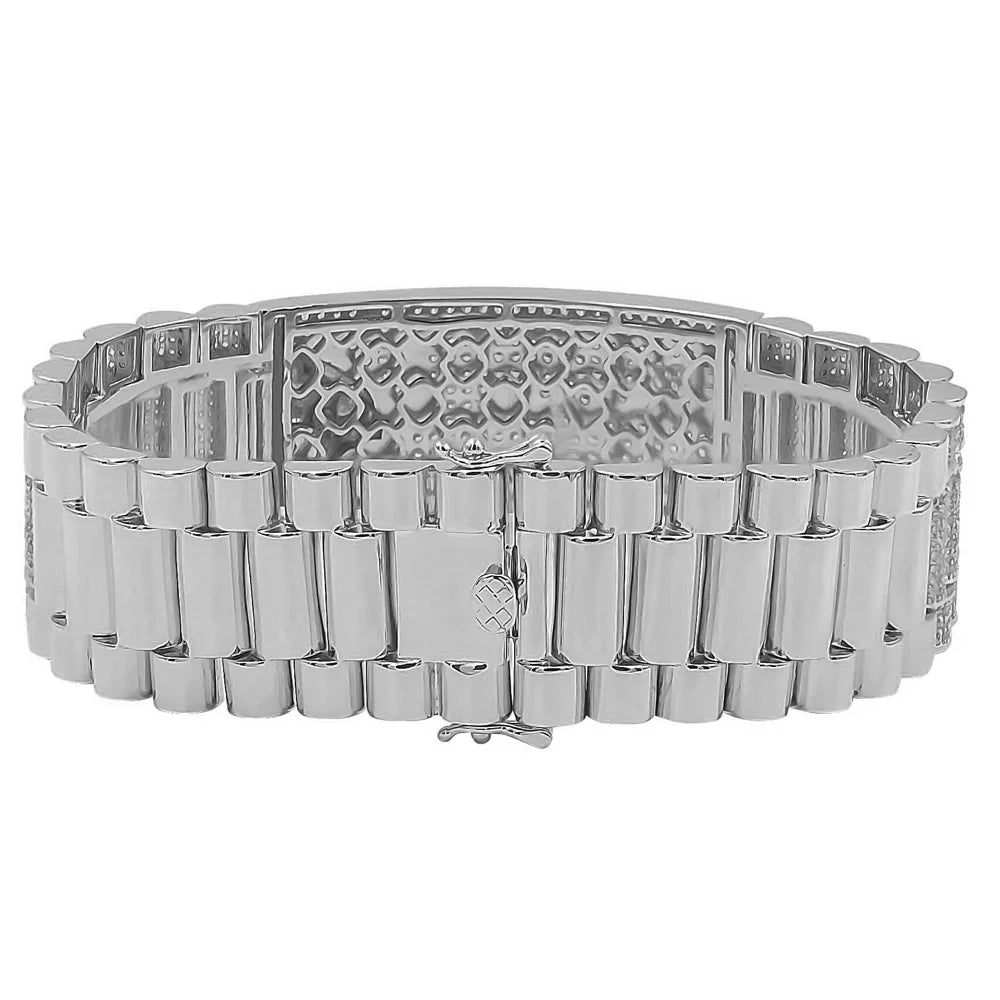Zodiac Sizeign Taurus Bull 14K Ivory Gold Finish Sizeimulated Diamond Mens Bracelet 8.5''