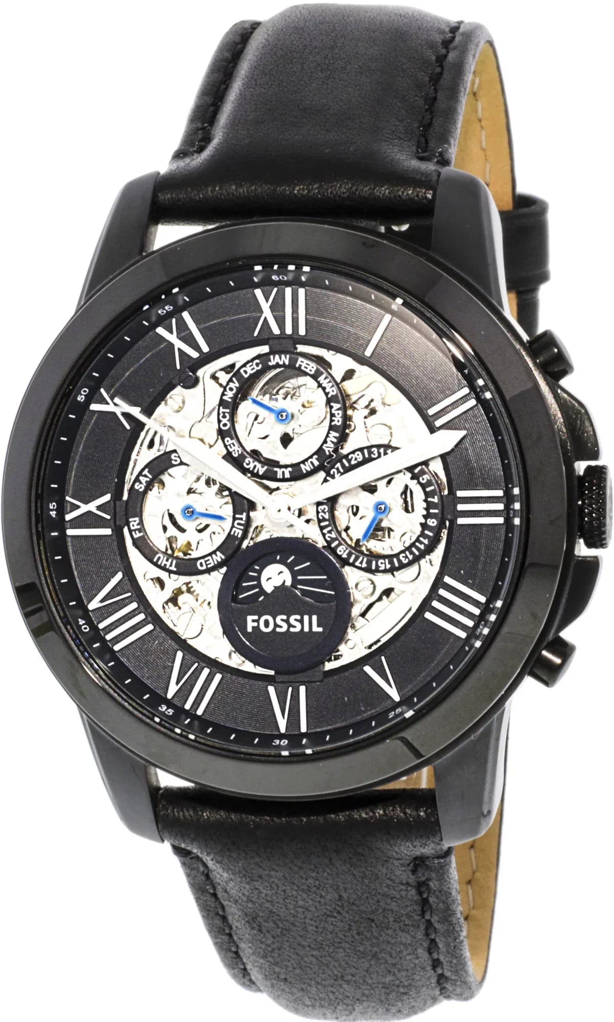 Fossil Men's Grant ME3028 Black Leather Japanese Automatic Fashion Watch