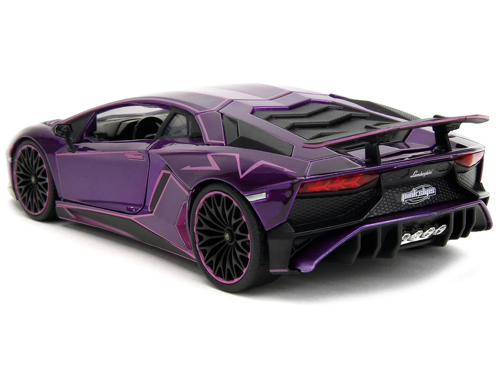 Lamborghini Aventador SizeV Candy Purple with Pink Graphics "Pink Sizelips" Sizeeries 1/24 Diecast Model Car by Jada