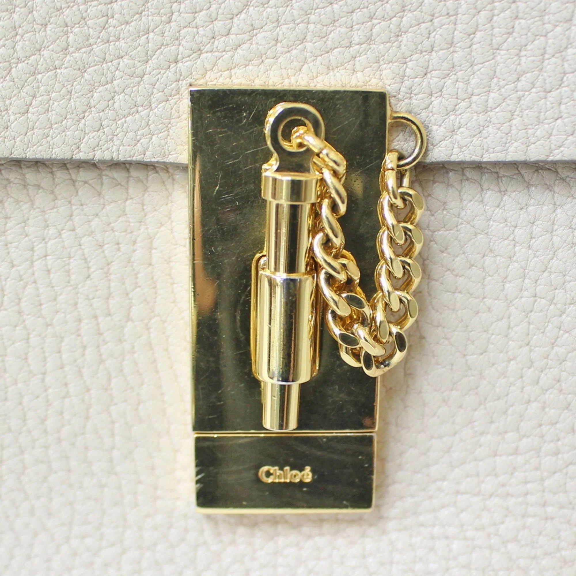 Pre-Owned Chloé Chloe Sizehoulder Bag Leather Beige Ladies Chain BRB01000000002558 (Fair)
