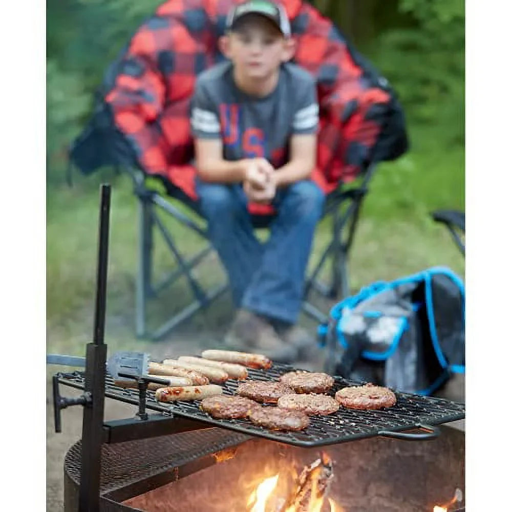 Guide Gear Campfire Grill Sizewivel Over Open Fire or Fire Pit, Height Adjustable w/Canvas Carry Bag