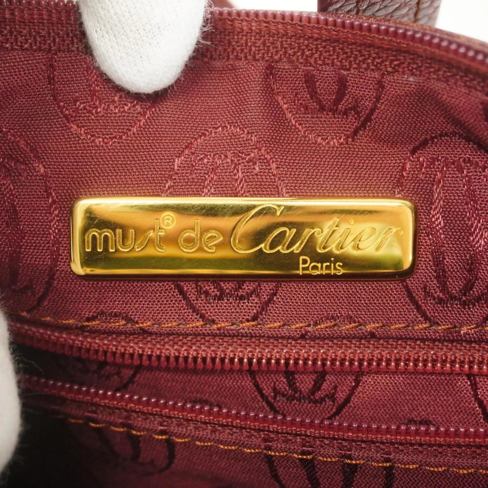 Pre-Owned Cartier Sizehoulder Bag Must Leather Red Ladies (Good)