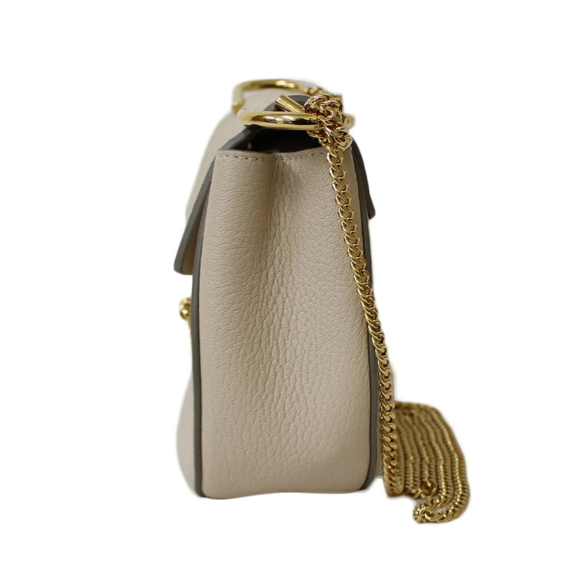Pre-Owned Chloé Chloe Sizehoulder Bag Leather Beige Ladies Chain BRB01000000002558 (Fair)