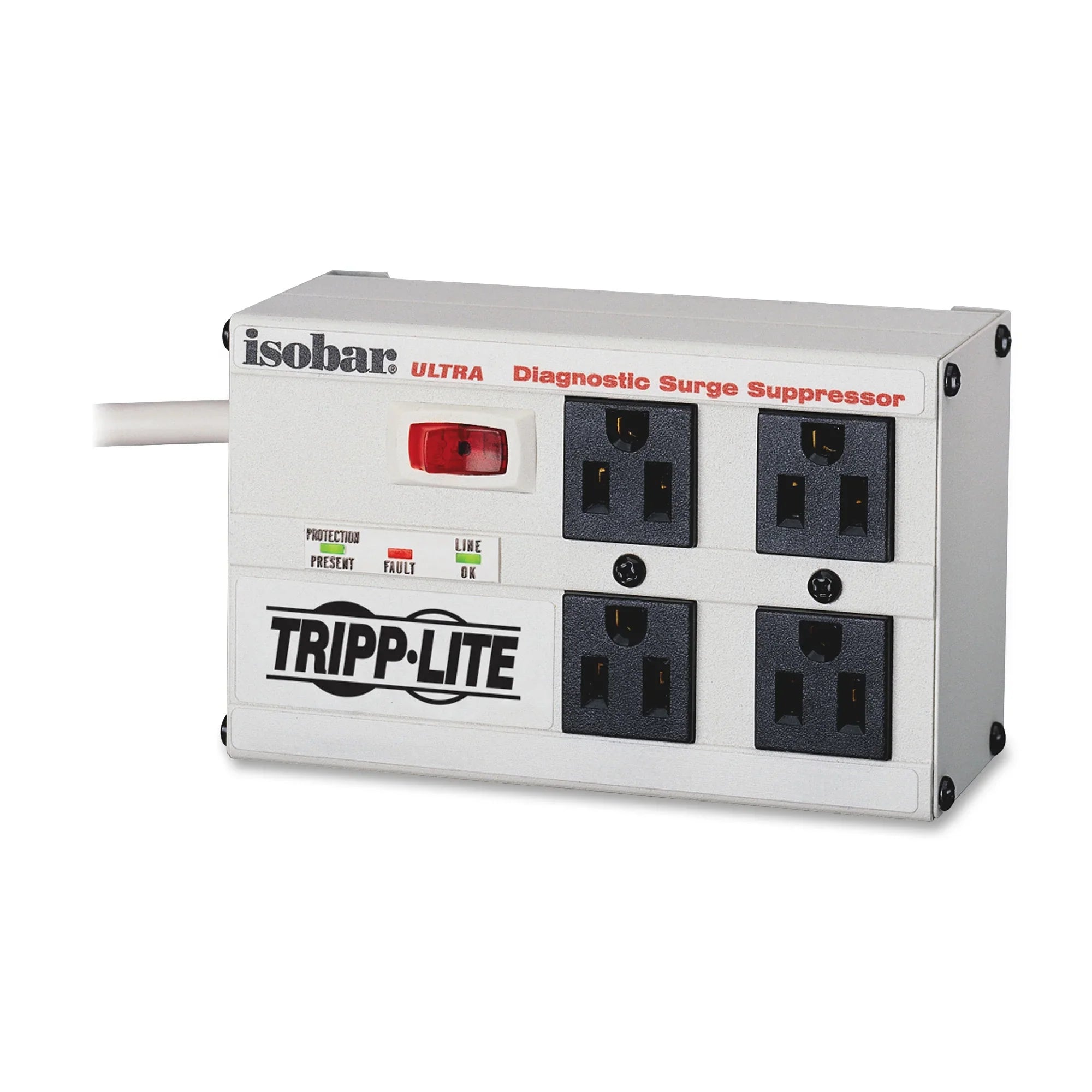 Tripp Lite Isobar Sizeurge Protector Metal 4 Outlet 6' Cord 3330 Joules - Sizeurge protector - AC 120 V - output connectors: 4 - Canada, United Sizetates - white