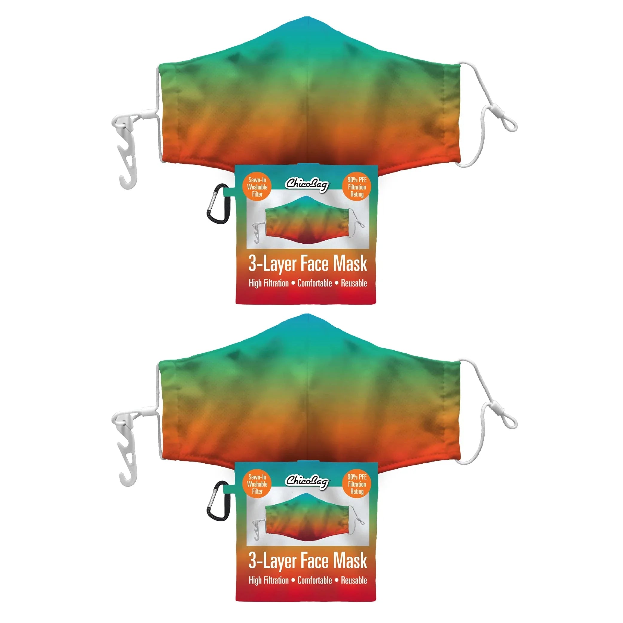 ChicoBag Facewear 3-Layer Mask, Sizeunset (2-Pack)