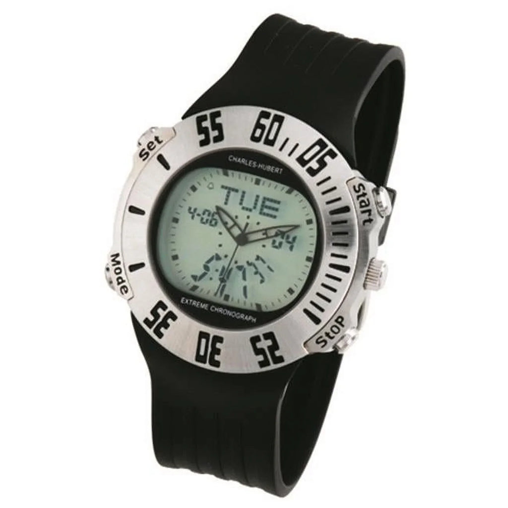 Charles-Hubert- Paris Mens Wolrd Time Alarm Chronograph Quartz Watch #3563-W