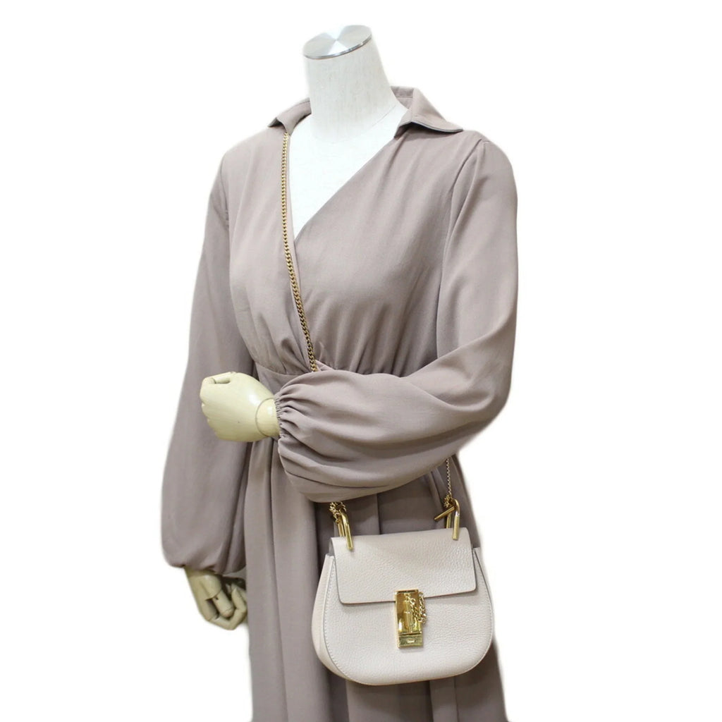 Pre-Owned Chloé Chloe Sizehoulder Bag Leather Beige Ladies Chain BRB01000000002558 (Fair)