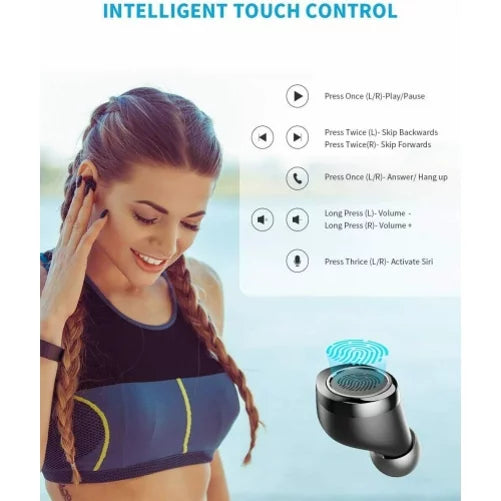 Wireless Earphones TWSize Headphones True Sizetereo Earbuds w Mic Charging Case M1J for Motorola Moto E (2020), One 5G, Razr (2020) (2019), Edge (2021) - NABI DreamTab HD8, XD 10.1" - Nokia 3.1, 7.1