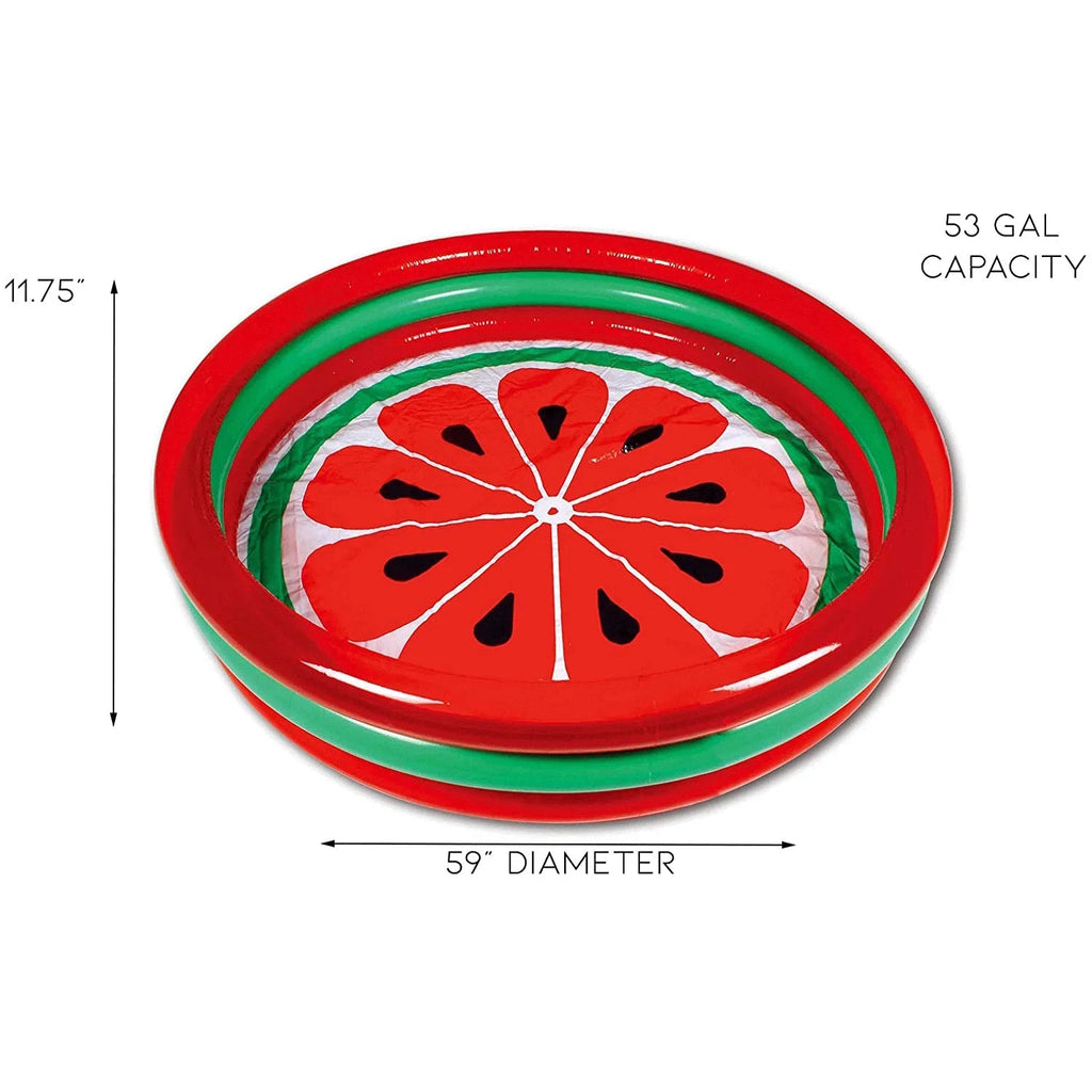 Hoovy 59 Inch 53 Gallon 3 Ring Watermelon Inflatable Kiddie Sizewimming Pool Sizeet