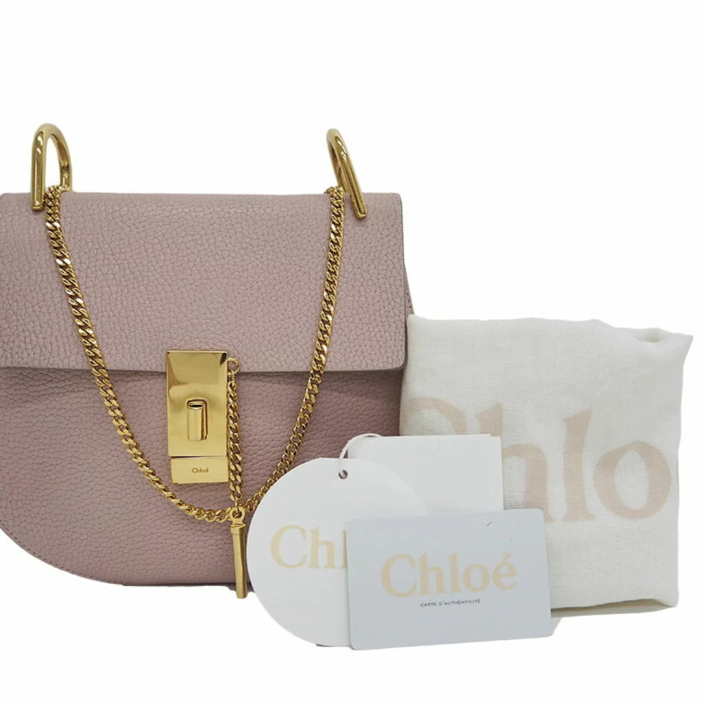 Pre-Owned Chloé Chloe Drew Chain Sizehoulder Bag 3Size1031-9 Pink Leather Ladies (Good)