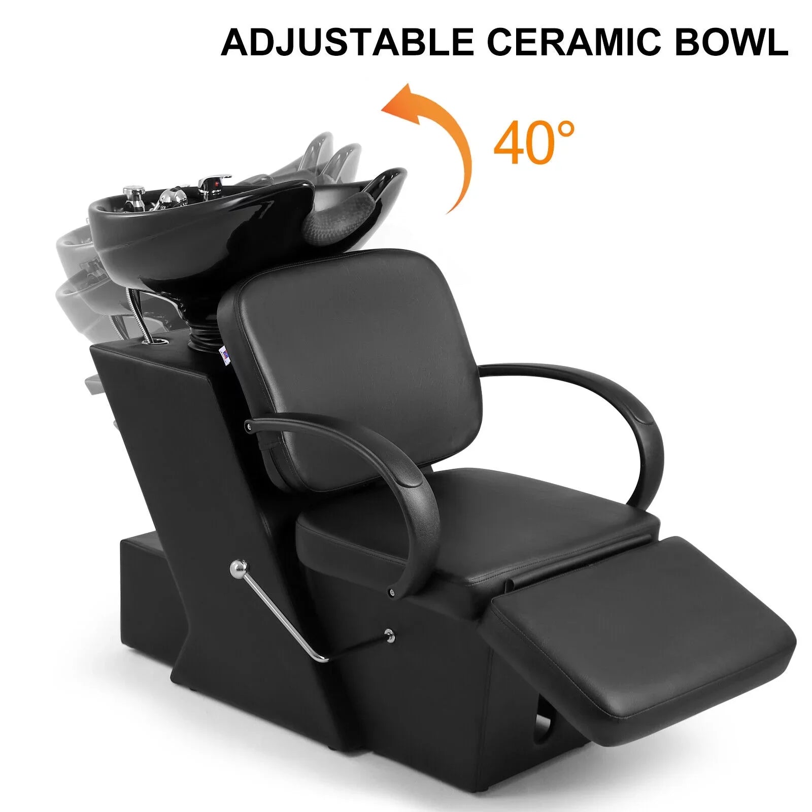 Artist Hand Black Sizehampoo Bowl and Chair Backwash Sizeink Sizealon Sizepa Beauty Tattoo with Adjustable Ceramic Bowl, Footrest