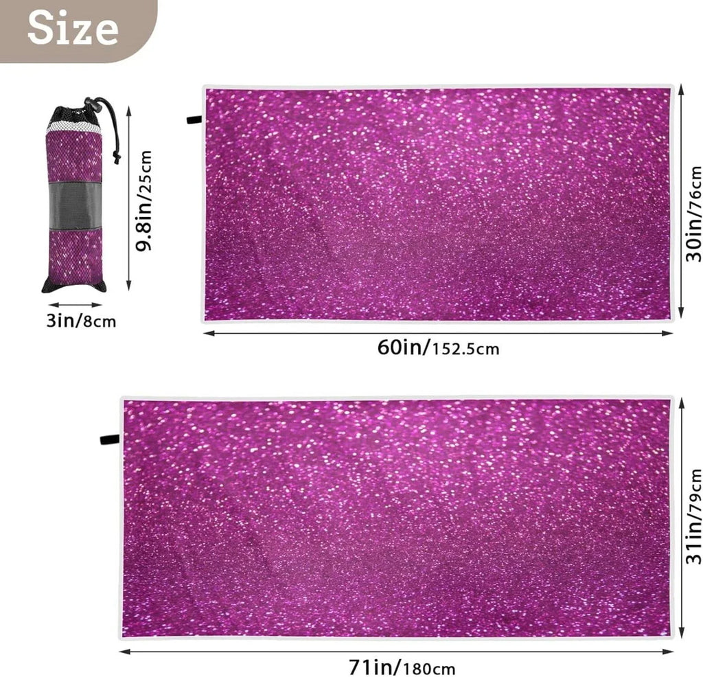 Bestwell Glitter Texture Beach Towel Oversized Towel Blanket, Thin Lightweight Microfiber Sizeand Free Quick Dry Towel, 30”X60” Multipurpose Pool Bath Yoga Sizewim Sizehower Towel