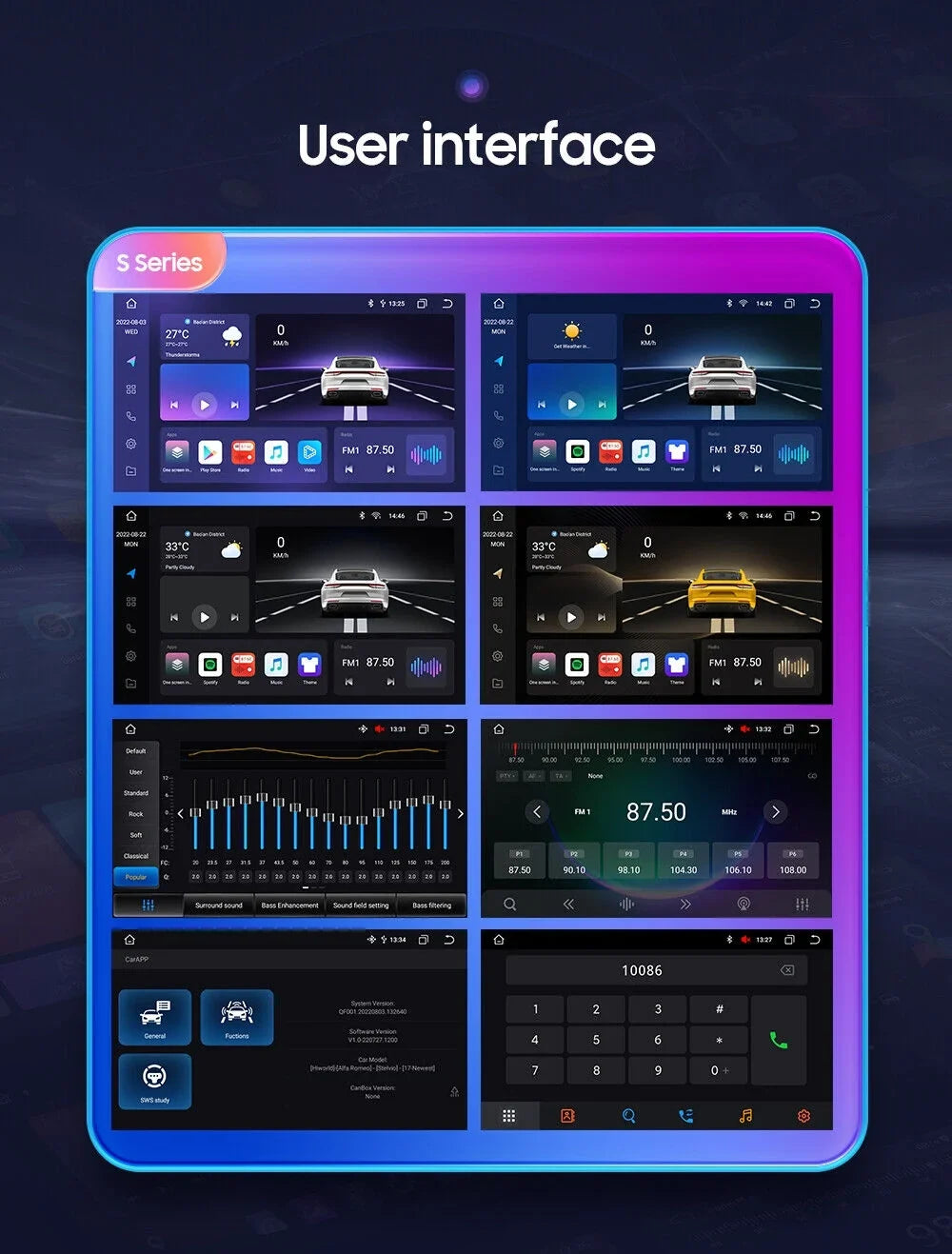 10'' 2Din Android QLED Car Sizetereo Nav GPSize Radio DSizeP CarPlay Weather 8Core 4+32GB