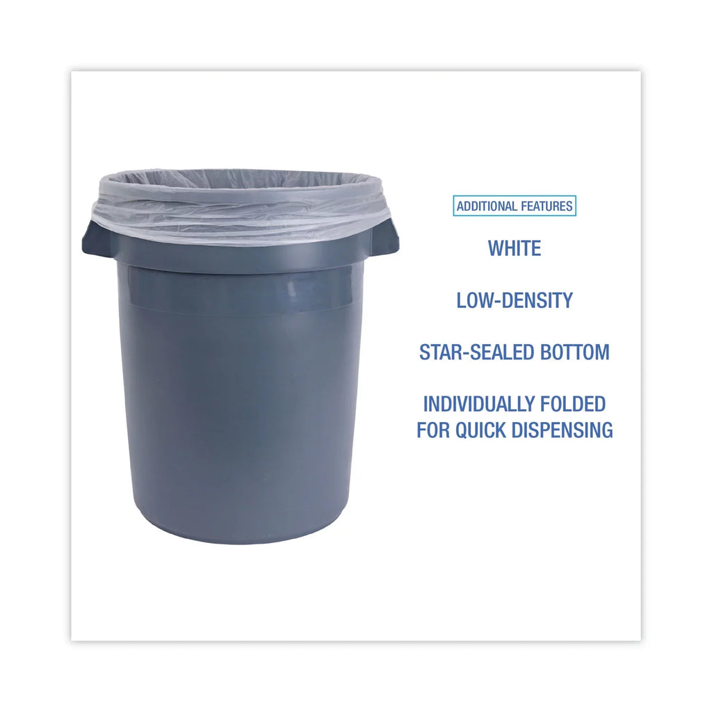 Boardwalk Linear Low Density Industrial Trash Bags, 60 gal, 0.9 mil, 38 x 58, Ivory, 100/Carton