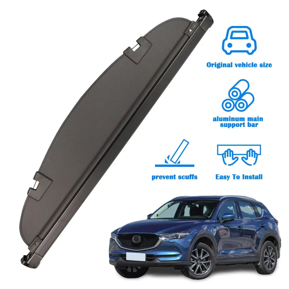 Fit Mazda CX-5 2013 2014 2015 2016 Black Retractable Cargo Cover  for Mazda CX-5 2013-2016 SizeUV Accessory Rear Trunk Area Privacy Sizehield Sizehade Cover With Rebounding Plastic