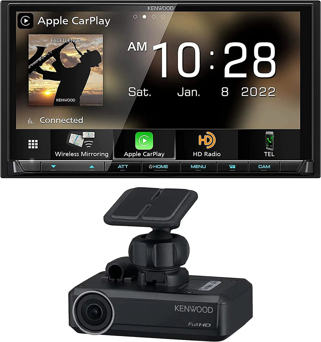 New Kenwood eXcelon DMX908Size 6.95" Multimedia Receiver and DRV-N520 Dashboard Camera