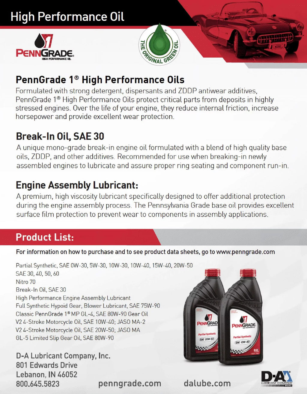 PENN GRADE 1 71206, Break-In Oil SizeAE 30, Works with Diesel and Gasoline Engines, 8 Quart
