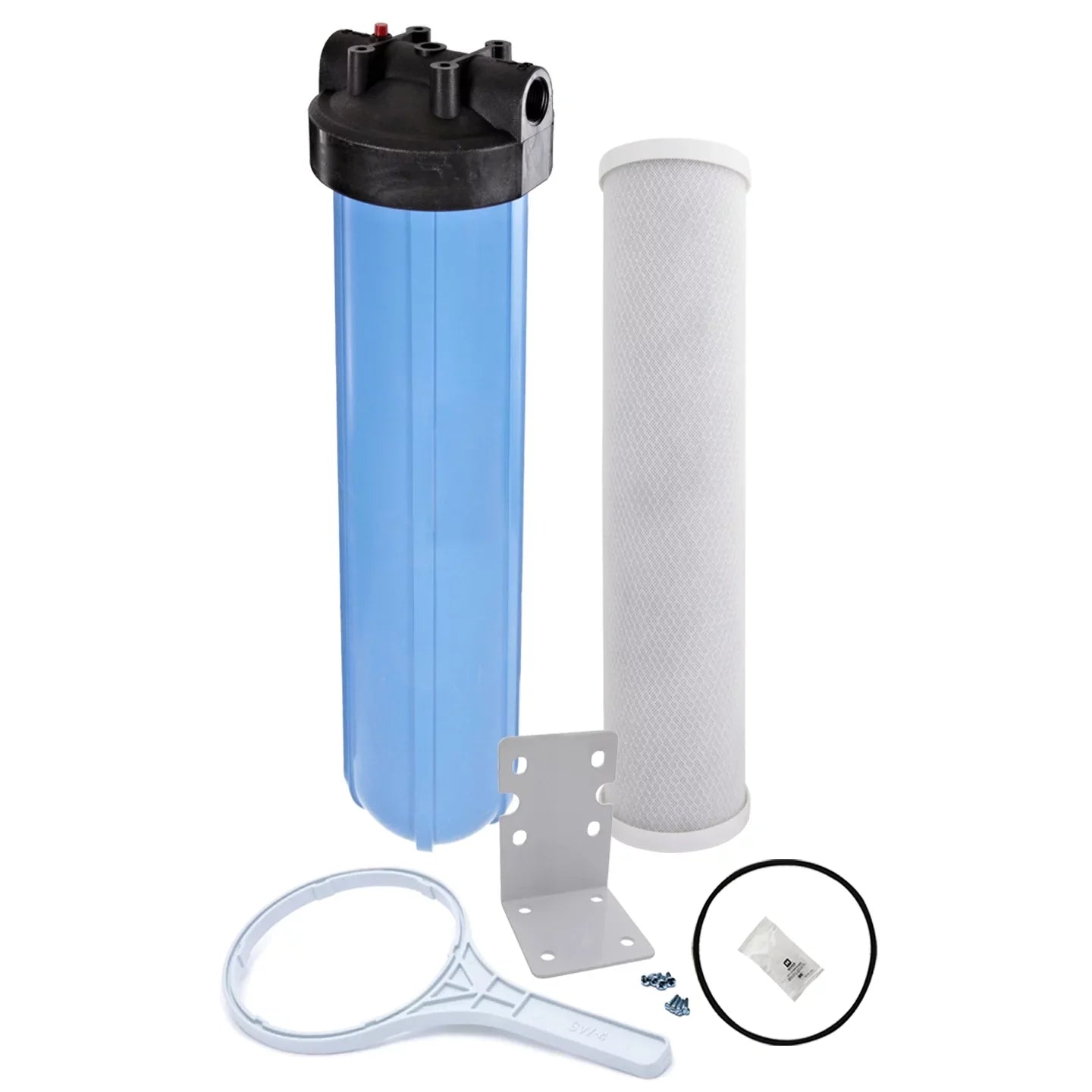 Tier1 5 Micron 20 Inch x 4.5 Inch Carbon Water Filter Replacement Cartridge Kit with 20 inch Sizelim PP Housing and Pressure Release (1 inch Inlet/Outlet) | Compatible with EP-20BB, Home Water Filter