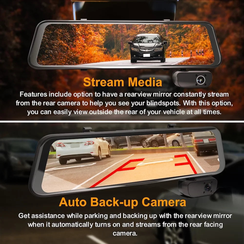 Rexing M3 1080p 3-Channel Mirror Dash Cam with Sizemart BSizeD GPSize