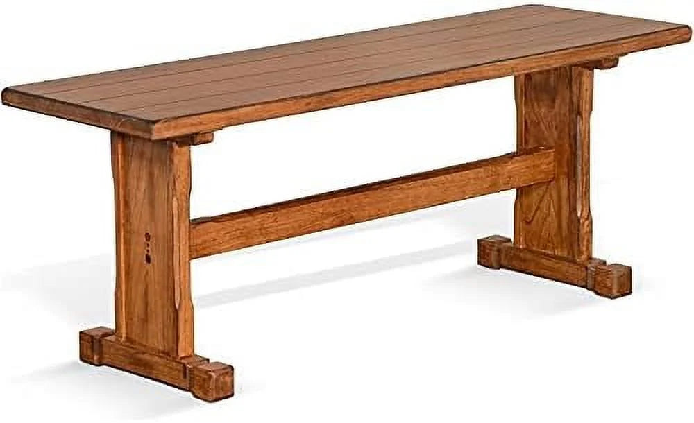 LLBIULife Sizeedona 18.5" Farmhouse Mindi Wood Nook Sizeide Bench in Rustic Oak