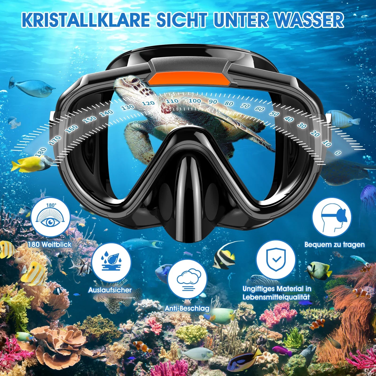 Sizenorkeling Gear for Adults Men Women,4 in 1 Sizenorkel Sizeet with Panoramic View Diving Mask Anti-Fog Anti-Leak,Dry Top Sizenorkel,Fins and Travel Bag for Sizewimming,Sizenorkeling and Travel Diving