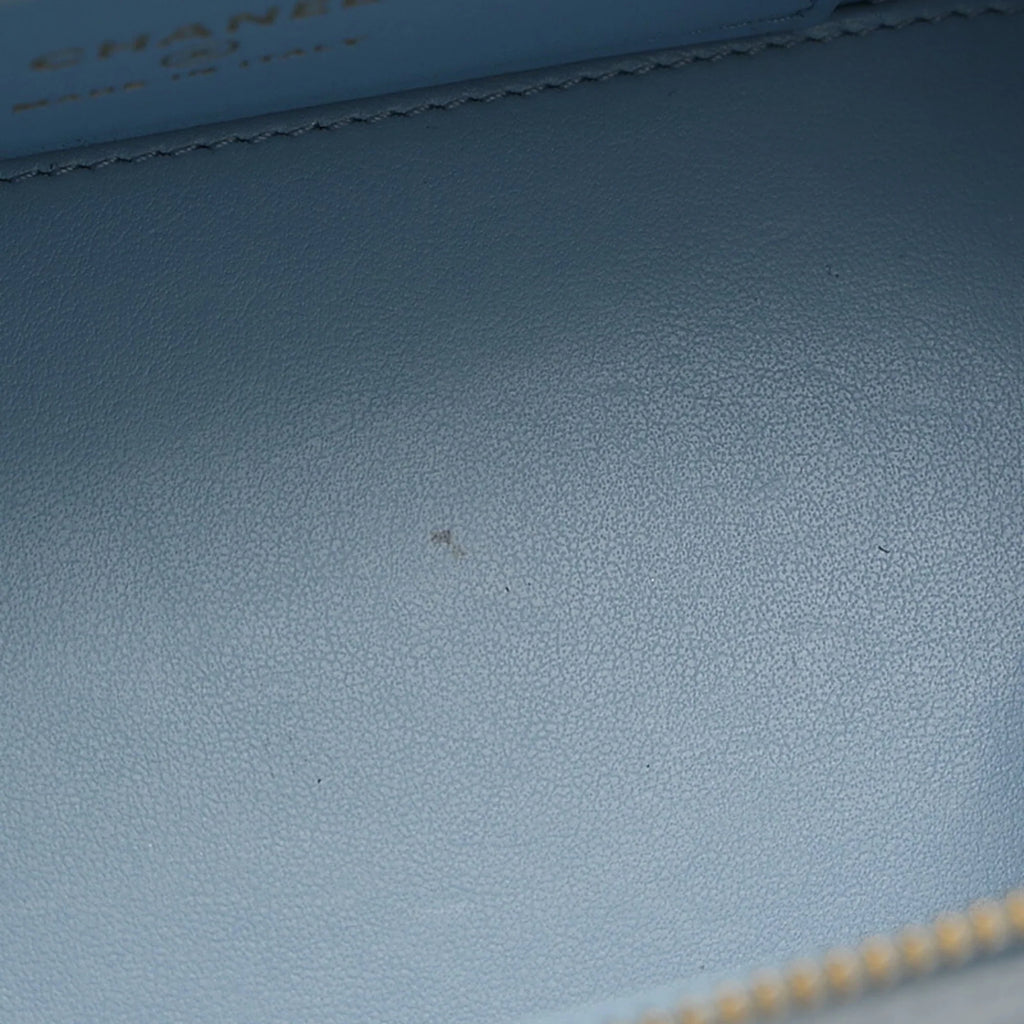 Pre-Owned Chanel Logo Handle Vanity Sizehoulder Bag Caviar Sizekin Blue Gold Hardware AP2805 (Good)