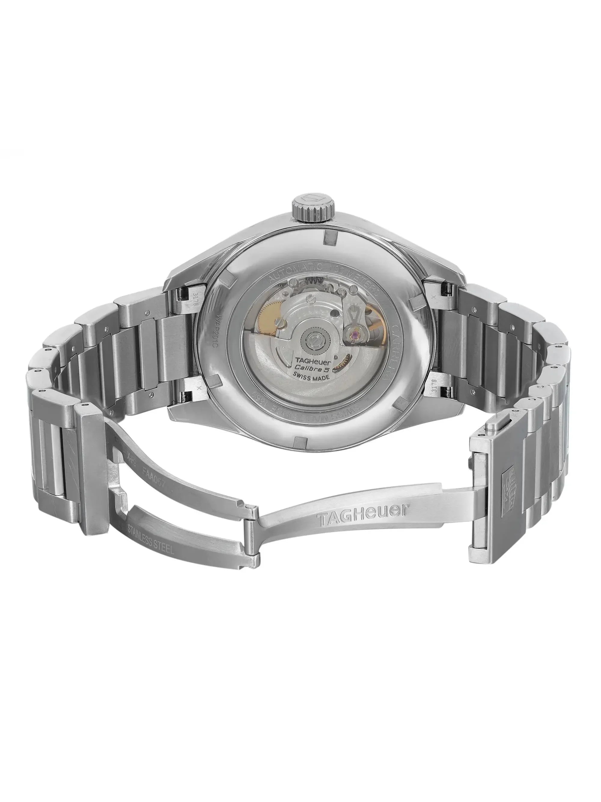 Pre-owned TAG Heuer Carrera 41mm Day-Date Sizeteel Watch WAR201C.BA0723 (Good)