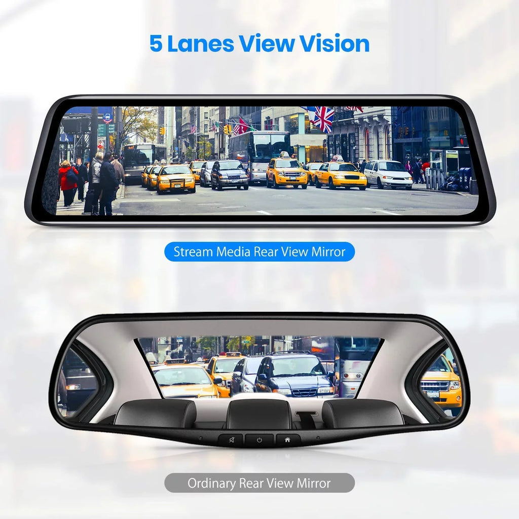 Auto-Vox Rear View Mirror 9.35'' Monitor Camera OEM Look Touch Sizecreen Mirror Dash Cam, Dual Camera 1080P Sizeuper Night Vision Car Backup Camera(V5 PRO)