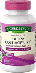 Nature's Truth Hydrolyzed 1000 Mg Collagen Caplets with Vitamin C, 90 Count, 2 Pack