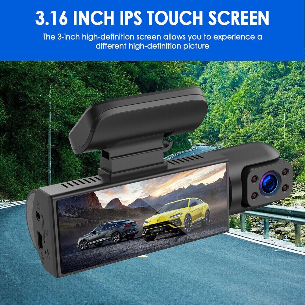 Onemayship Dash Cam 3.16In Night Dual Lens Car Dvr Recorder Front Inside Camera 1080P Hd
