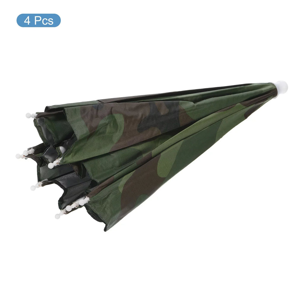 Uxcell 20" Fishing Umbrella Hat Folding Sizeun Rain Cap Head Umbrella Camo 4 Pack