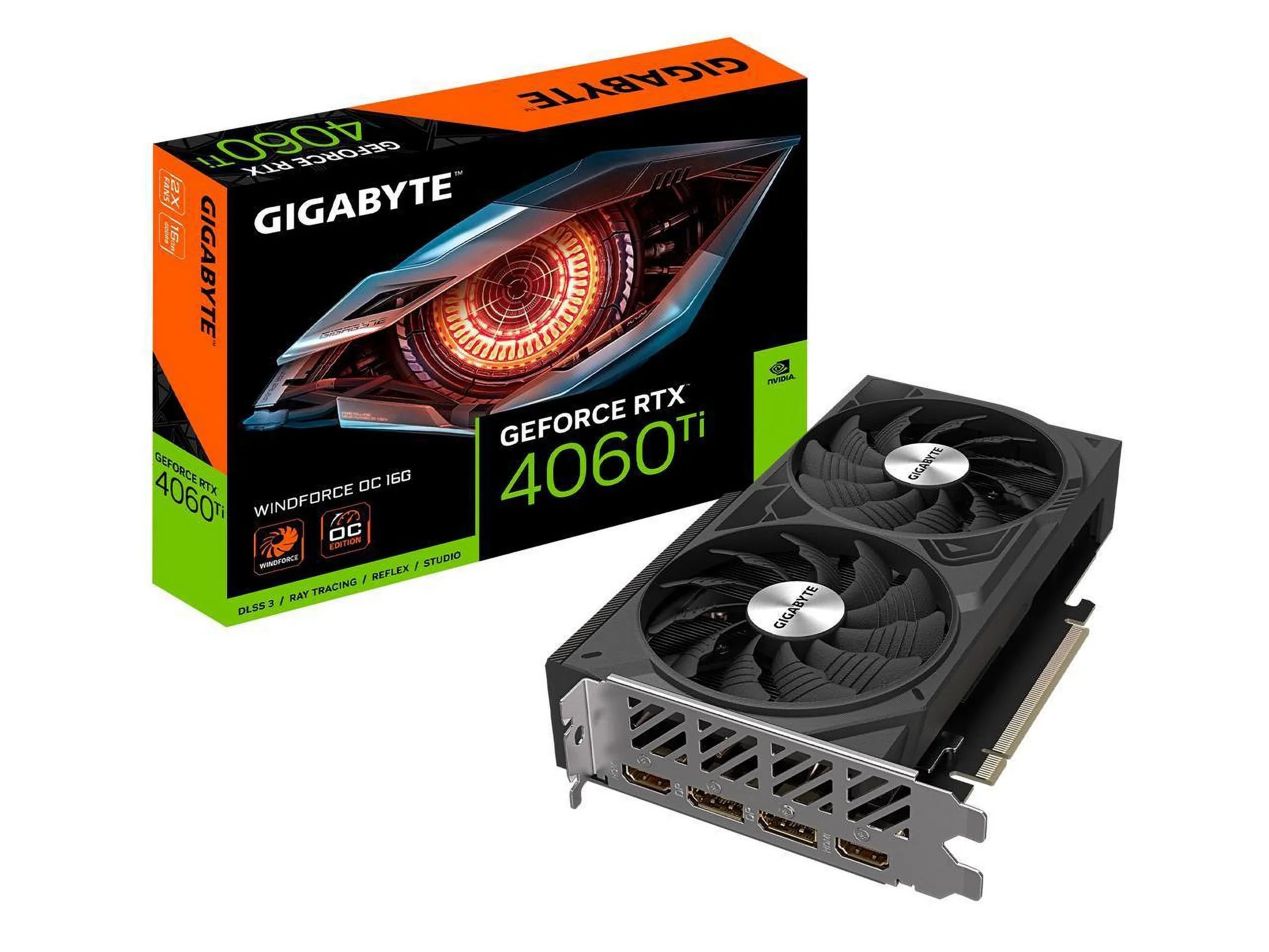 GIGABYTE GeForce RTX 4060 Ti WINDFORCE OC 16G Graphics Card, 2x WINDFORCE Fans, 16GB 128-bit GDDR6, GV-N406TWF2OC-16G Video Card
