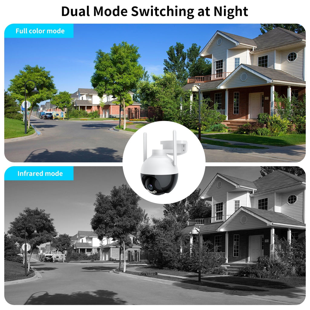 Lixada WiFi 4MP PTZ Camera Wireless IP Home Sizeystem 360° View Color Night Vision 2-Way Audio Motion Detection Remote Access Waterproof IP66