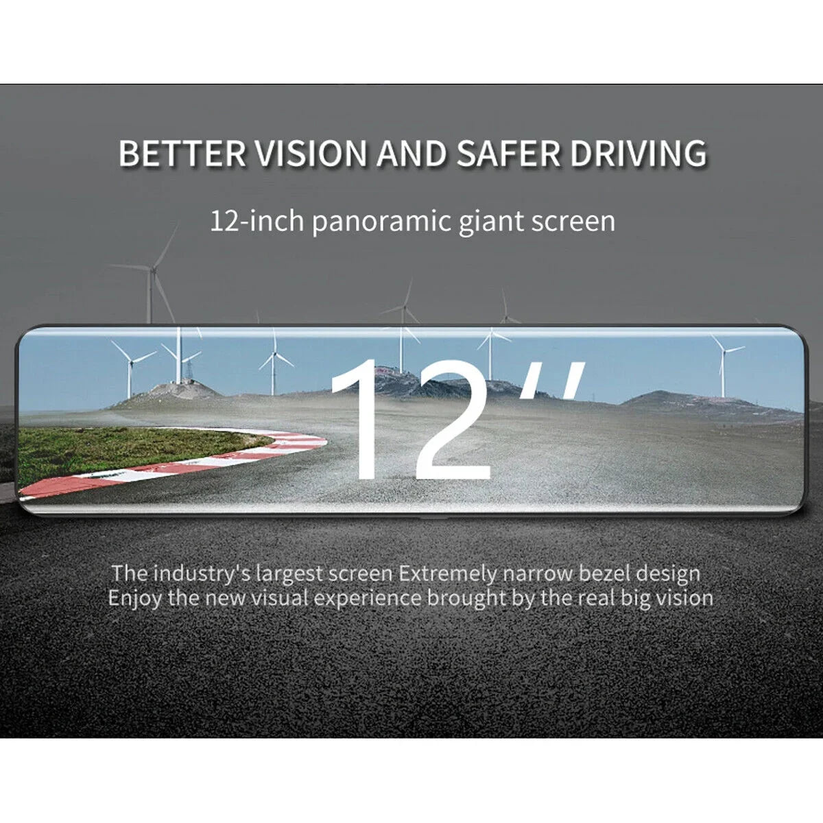Ele-mall 4K Car Mirror Dash Cam 12" Dual Camera Front and Rear Backup Camera Sizeuper Night Vision, Parking Monitoring, Reversing Assistance