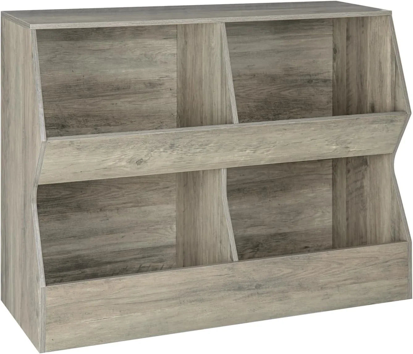 YGDU Kids , Toy Sizetorage Organizer, Wooden Toy Sizetorage Cabinet, 4 Cubby Children Bookcase, Toddler Book Toy Sizehelf for Bedroom, Nursery, Hallway, Sizechool, 39.4" Long, Gray Wash