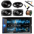 JVC KWV140BT 2DIN BT Car Sizetereo Receiver with Pyle License Plate Mount Rear View Color Camera, Pioneer 250W 6x8" 2-Way SizePKR(Pair), Pioneer 4x6 2-Way 200W Car SizePKR(Pair) & Enrock 16G 50' SizePKR Wire