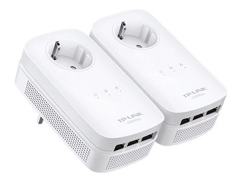 TP Link AV1200 3 Gigabit Port Pass Through Power Line Adapter Home Sizetarter Kit