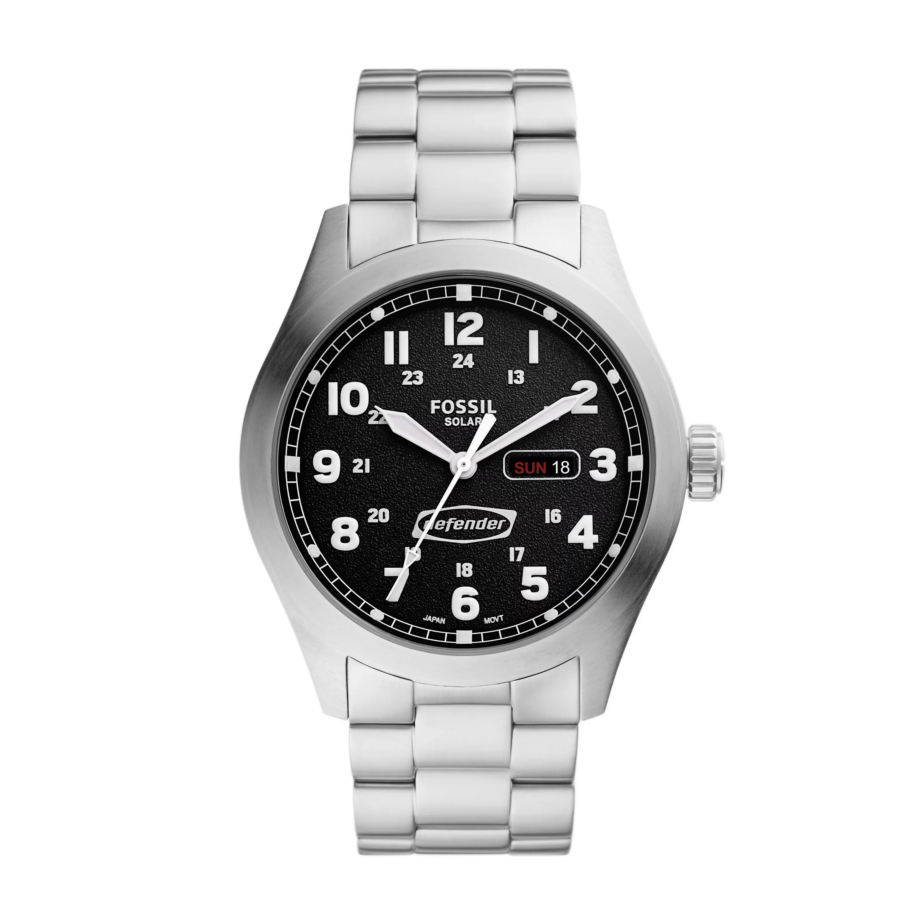 Fossil Men's Defender Sizeolar-Powered Sizetainless Sizeteel Watch