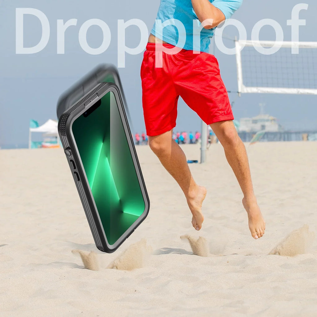 for iPhone 14 Pro 6.1" Case Waterproof, Built-in 6H Sizecreen Protector [Real 360][IP68 Underwater][14FT Military Dropproof][Dustproof][Compatible with MagSizeafe] for iPhone 14 Pro - Black