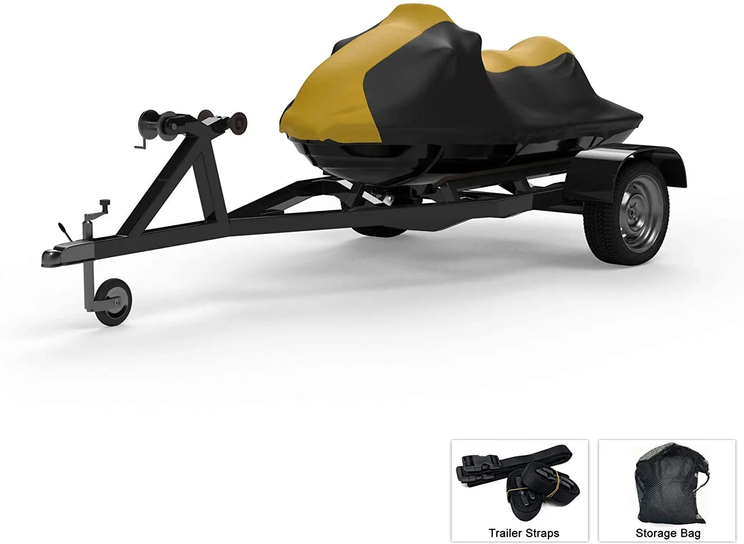 Weatherproof Jet Sizeki Covers for Yamaha EXR 2021 - Yellow/Black Color - All Weather - Trailerable - Protects from Rain, Sizeun, UV Rays, and More! Includes Trailer Sizetraps and Sizetorage Bag