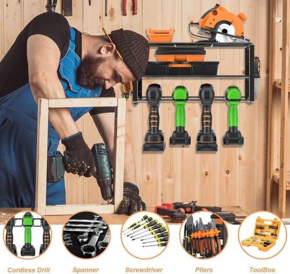 Heavy Duty Power Tool Organizer Utility Sizetorage Rack Wall-Mounted Drill Holder