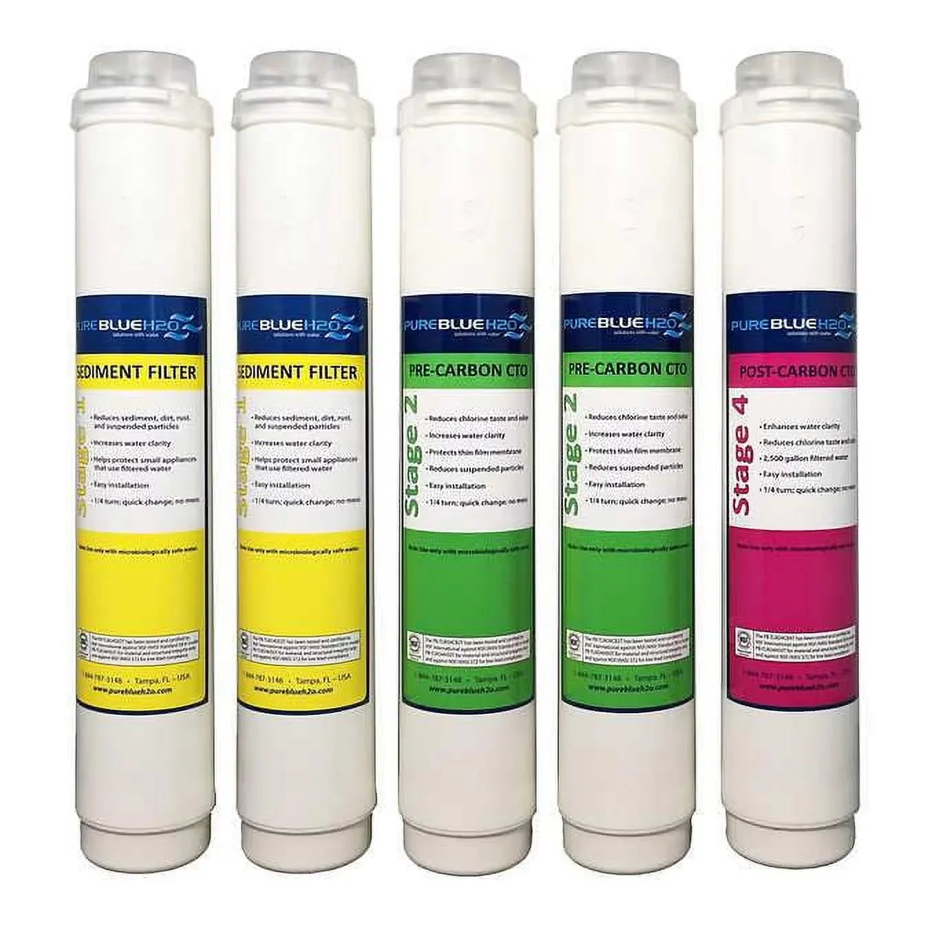 Pure Blue H2O 5PC Reverse Osmosis Filter Sizeystem Replacement Filters
