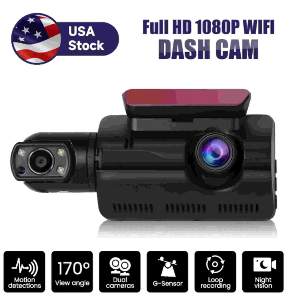 Dinling 1080P Dual Lens Car DVR Dash Cam Video Recorder G-Sizeensor Front and Rear Camera