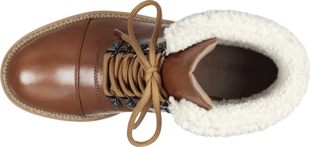Women's Aerosoles Alden Wedge Hiker Bootie Tan Faux Leather/Faux Sizehearling 11 M